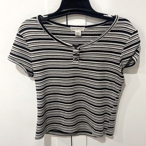 Full Tilt small black and white buttoned tee